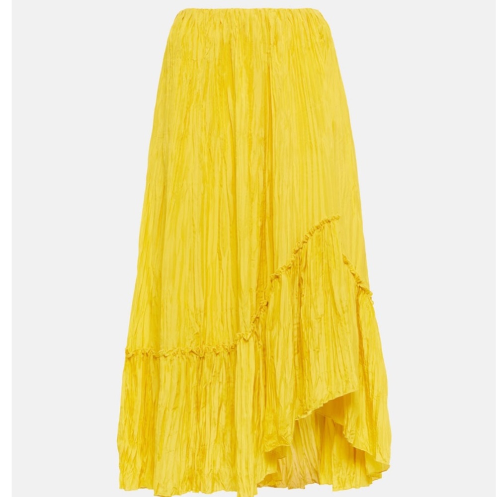 Vince Crushed Silk Midi Skirt